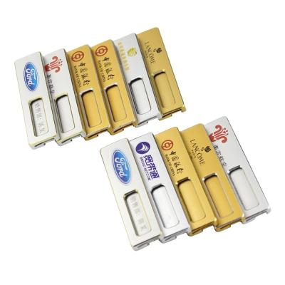 China Eco-freindly Aluminum Alloy Badge Name Tag Reusable High Gloss Slotted Chest Card With Metal Safety Pins for sale