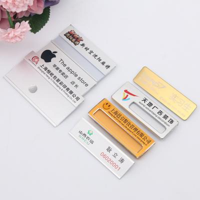 China Eco-freindly Wholesale New Designs Metal Acrylic Chest Card Name Tags for sale