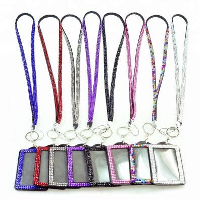 China Metal / Plastic Rhinestone Badge Reels Bling ID Holder Lanyards for sale