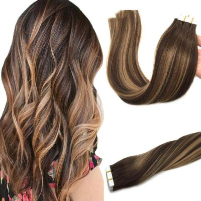 China Silky Straight Wave Virgin Cuticle Aligned Invisible Tape In Human Hair Extensions for sale