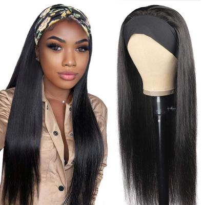 China Wholesale Raw Indian Virgin Remy Human Cuticle Aligned Kinky Curly Hair Silky Straight Wave None Lace Wigs For Black Women Glueless Headband Wig for sale