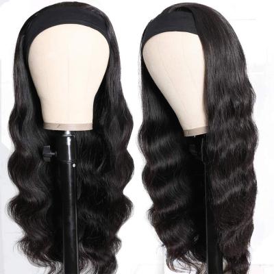 China Raw Indian Virgin Silky Straight Silky Straight Wave Cuticle Aligned Natural Remy Human Hair Body Wave Headband Wig Glueless None Laces Wig For Black Women for sale