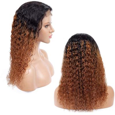 China Silky Straight Wave Ombre Kinky Curly 4X4 Lace Closure Wigs For Black Women, 180% Density 1B30 Brown 100% Brazilian Lace Wig Human Hair Wigs for sale