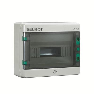 China Outdoor SELHOT HA-12 outdoor waterproof 12 way mcb low voltage electrical distribution box plastic in wenzhou for sale