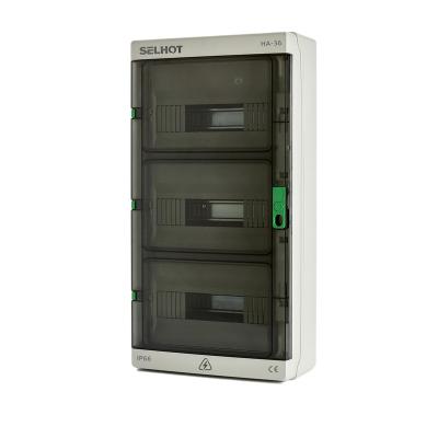 China Outdoor SELHOT HA-36 MCB circuit breaker module 36 way iP65 outdoor waterproof plastic solar power distribution box for sale