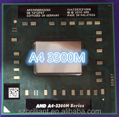 China LAPTOP AMD A4-3300M Processor 2MB/L2/1.9G Socket FS1 PGA722 AM3300DDX23GX A4 3300M Laptop CPU 35W for sale