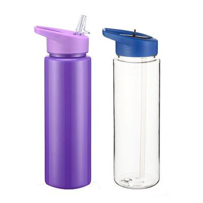 China 750ml bpa free custom logo drinking tritan clear sport plastic water bottles sustainable with straw for sale