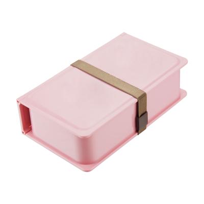 China Eco-friendly Customized Plastic Food Warmer Kids School Children Book Shaped Lunch Boxes Bento With Spoon Fork for sale