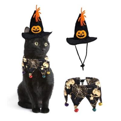 China Best Viable Selling Hot Selling Pet Black Print Pumpkin Pattern Coat Hat Costume Halloween Pet Clothes for sale