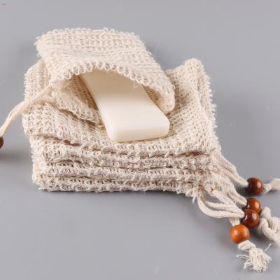 China EXFOLIATE natural sisal ramie soap bag soap bag with log bead for sale