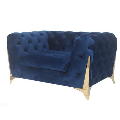 China Adjustable Gold Leg Chesterfield (Other) Button Blue Velvet Luxury Sofa for sale