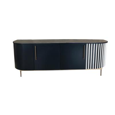 China Restaurant Hotel Bespoke Black Rounded Rectangle TV Stand In Living Room Porch Kitchen for sale