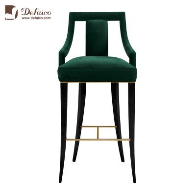 China Modern Bespoke Luxury Birch Wood Leg Cotton Velvet Bar Chair Use In Living Room Restaurant Club Lobby for sale