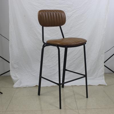 China Nordic Antique Industrial Vintage Rustic Leather Kitchen Cafe Chairs Tall Cheap Leather Stool Bar Chairs for sale