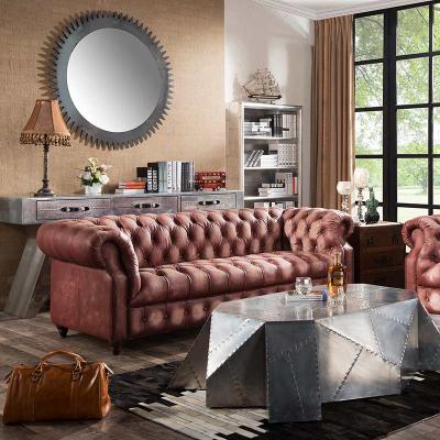 China (Other)Adjustable Chesterfield Antique Distressed Leather Sofa Furniture For Living Room Hotel Office Reception Lobby for sale