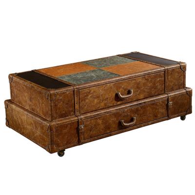 China Adjustable Home Furniture Center Table Antique Genuine Leather Coffee Table (Other) for sale