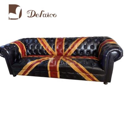 China (Full Size) Living Room Adjustable Leather Sofa Antique Furniture Sets Leather Sofa Set Furniture With UK Flag for sale