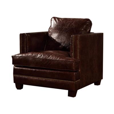 China (Other) Adjustable Antique Genuine Leather Armchair Living Room Chair Leather Sofa for sale