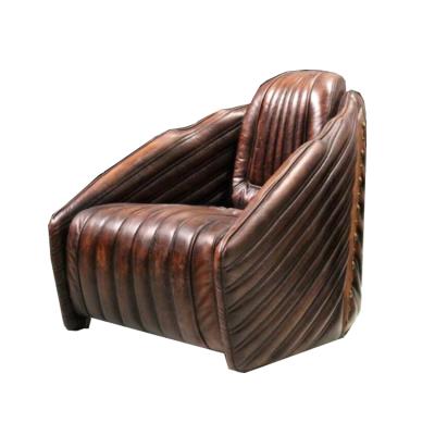 China Vintage Hand Finished Adjustable Lounge Leather Dining Club Chair (Other) With Nail Heads for sale