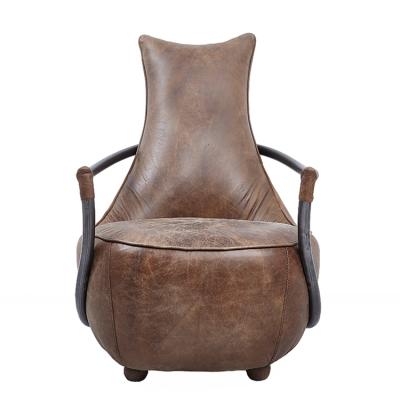 China Vintage Metal Frame Lounge Chair Leather Leisure Leather Chair (Other) Adjustable for sale