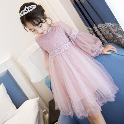 China Zhejiang factory competitive price summer fashion breathable toddler girls dress long sleeve lace dress O-neck for baby kids for sale