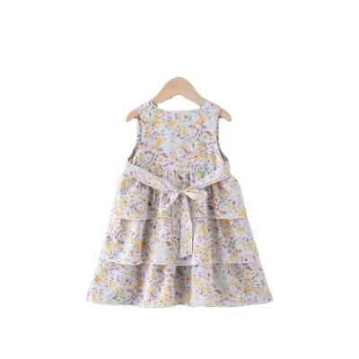 China Chiffon Strap V-Neck Girls Dress 1-6 One-Piece Travel Year Fresh Dress Girls Outer Skirt for sale