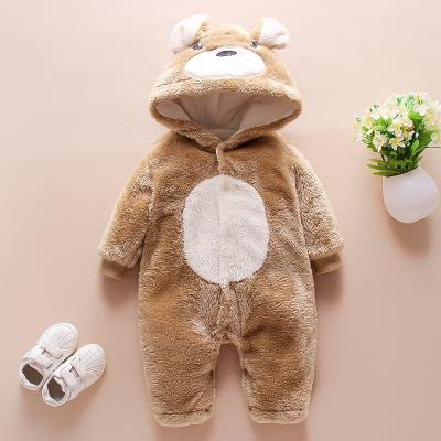 China Unisex Newborn Bear Design Winter Long Sleeve Baby Boy Overalls Girls Long Autumn Outfit Cute Soft Hooded Pajamas For Kids for sale