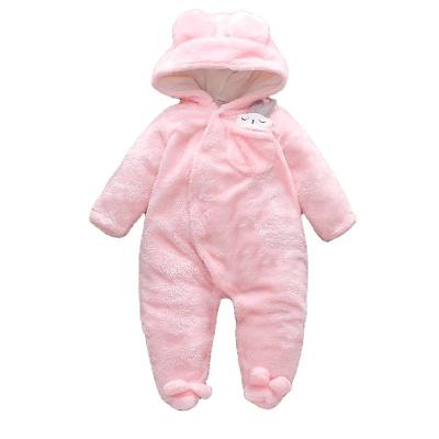 China 0-12 Months Long Sleeve Baby Clothing Boutique Wear Winter Sale Hooded Gorgeous Baby Rompers Cute Warm Solid Color Thick Long Sleeve for sale