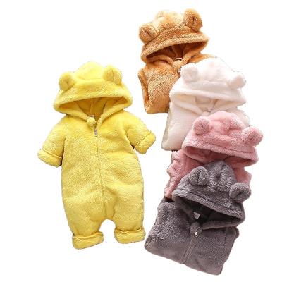 China 100% Baby Cotton Infant Long Sleeve Winter Open Soft Warm Stylish Romper Front Zipper Baby Clothes Wholesale Set Babies Rompers for sale