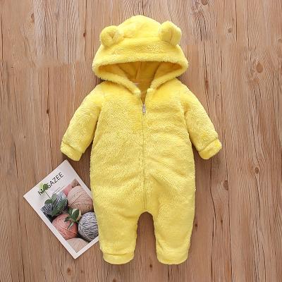 China 100% Cotton Baby Rompers Newborn Baby Boy Clothes Long Sleeve Zipper Baby Clothes Cute Open Hooded Clothing Wholesale for sale