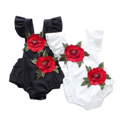 China wholesale cute 100% cotton summer baby sleeveless romper embroidered kids romper for sale