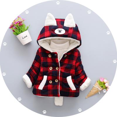 China Hot Selling Kids Breathable Clothing Babies Winter Infant Plaid Printed Thickness Outerwear Coated Snowsuit Jackets for sale