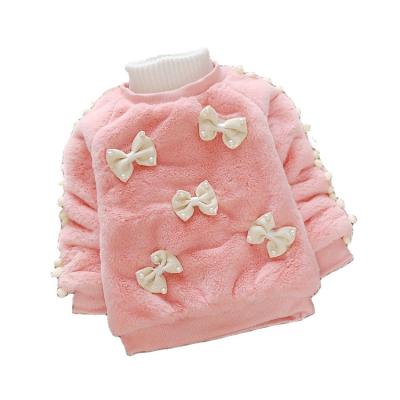 China 2022 Winter Fashion Boutique Baby Bow Sweater Girls Anti-Shrink Decoration Top Soft Fleeces For 6-48 Months Toddler Kids for sale