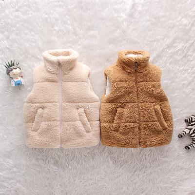 China 2022 Girls Boys Winter Cotton Sleeveless Jacket Newborn Windproof Vest Outwear 1-5T Warm Fleece Zipper With Pockets For 0-24 Months Kids for sale