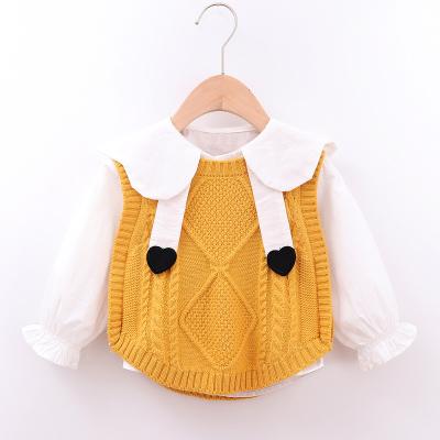 China Wholesale Baby Long Sleeve Romper Anti Shrink Knit Jumpsuit Sweater Two Piece Set Spring Autumn Outfits Yellow Color Baby Sweaters for sale