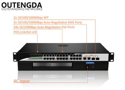 China 24 hohe Leistung des Hafen POE-Ethernet-Schalter-400W kompatibel mit Marken-Kamera zu verkaufen