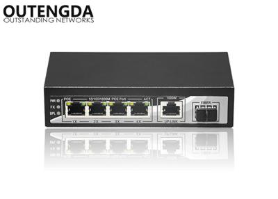 China 802.3af interruptor del Poe del gigabit del puerto del estándar 4 con el 1000M RJ45 y puertos de fibra óptica en venta