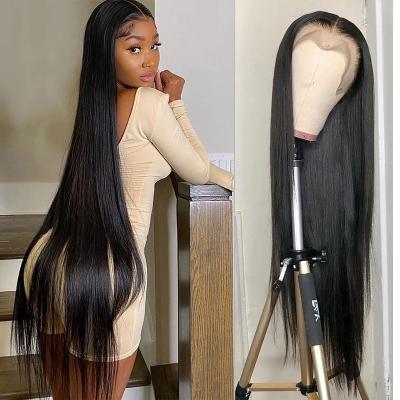 China Bone Straight 360 Brazilian Remy 30 Frontal Human Hair Wig Transparent Glueless 13x6 13x4 Lace Frontal Straight Inch 4x4 Closure Pre Plucked for sale