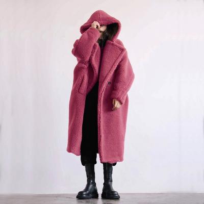 China Breathable Winter Padded White Coats For Women Ladies Woolen Coats Stripper Long Fashion 2021 Plus Size Red Women Coats for sale