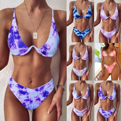 China QUICK DRY sexy tie dye swimsuit swimwear woman swimsuit 2 piece bikini set 2021 for sale