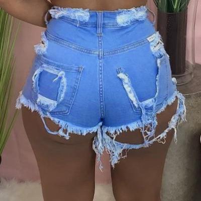 China 2021 Custom Made Blue Jeans Women's Pulse Waist Cotton Sexy Summer Denim Breathable Shorts for sale