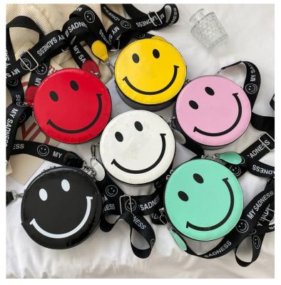 China PU Kids Vintage Print Smile Face PU Messenger Purse Bags for sale