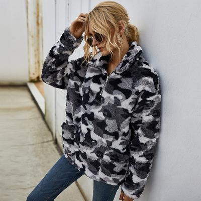 China Fall 2020 Winter Women Breathable Clothes For Women Jackets Camouflage Plush Long Sleeve Printed Sweatshirt for sale