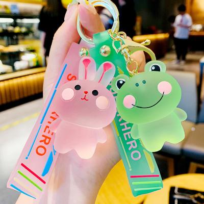 China Fun Cute Rubber Car Frog Rabbit Pink Rabbit Key Chain Gift Crystal Blush Animal Series Metal Car Keychain or Key Chain for Gifts Fashion Woodkeychain for sale