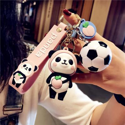 China Creative cute bear PVC doll panda gift sales gift sales keychain car keychain or schoolbag pendant cute football pendant for custom rubber woodkeychain for sale