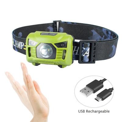 China Moving Head Light 3W XPE 200lm USB Rechargeable Headlamp With Red Motion Sensor Warning Light For Fishing Camping Emergency Multi Working Function for sale