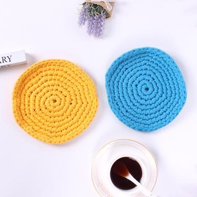 China Handmade Bohemian 100% Macrame Coasters Cotton Macrame Tea Coffee Coasters for sale