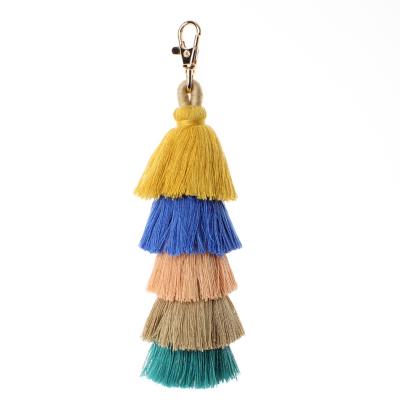 中国 Colorful Cotton Handmade Tassel Bag Charm Pendant Key Chain Rings 販売のため