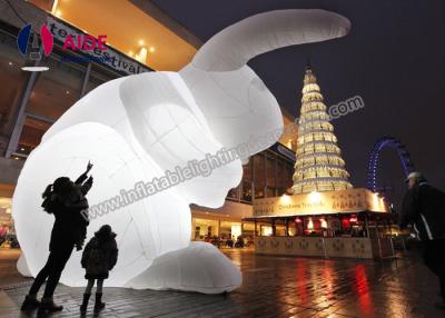 China White lighting Inflatable Rabbit  Inflatable Cartoon Characters With LED Blower for sale