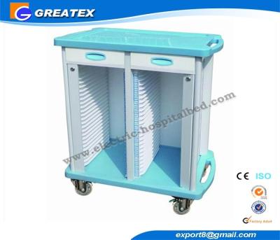 China 2 Drawers Double Rows 50 Layers  hospital plastic record trolley ABS for sale